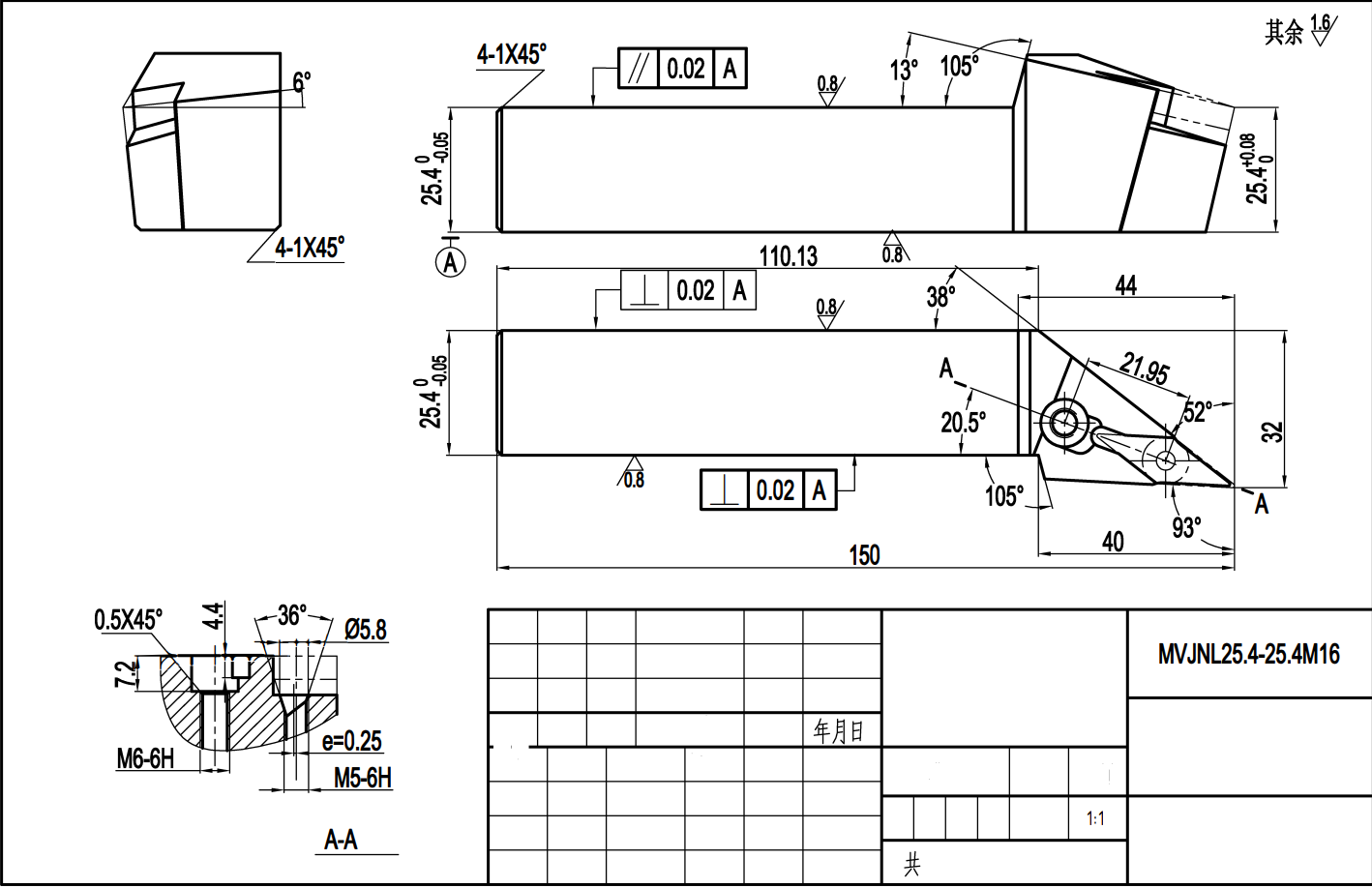 VNMG HOLDER MVJNL25.4-25.4M16