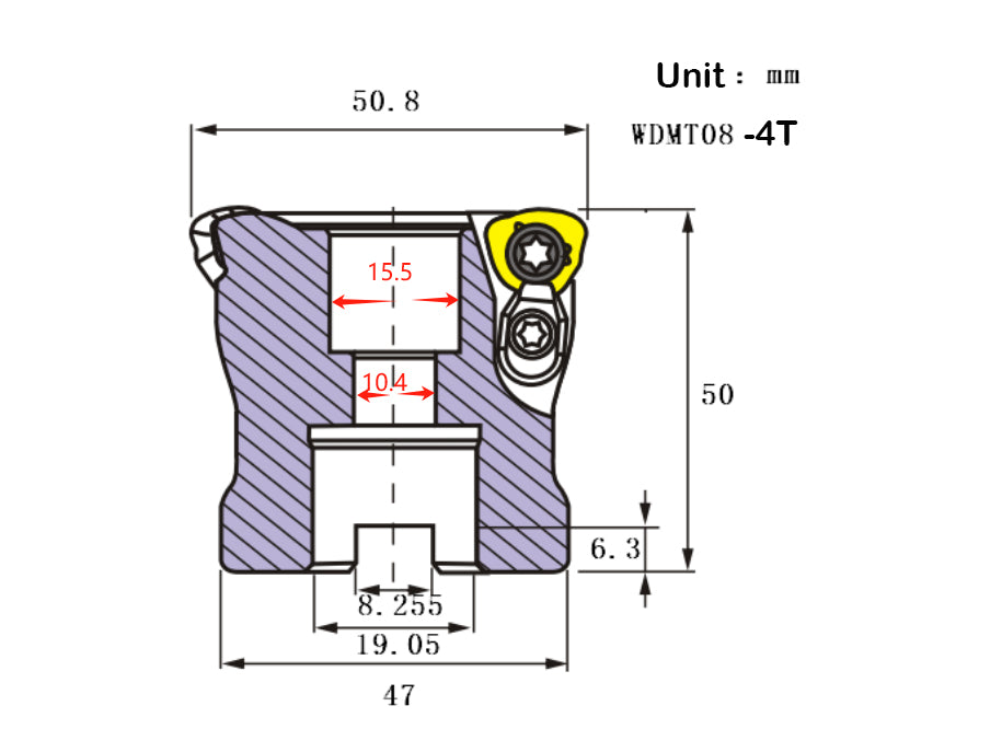 2” Diameter WDMT08-4T Face Mill